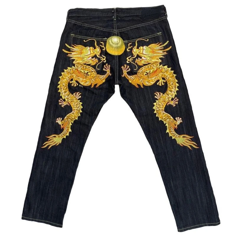 Y2K jeans men Harajuku Gothic American High Waist Jeans streetwear Men High Street Trend Street Hip Hop Straight Wide Leg Pants