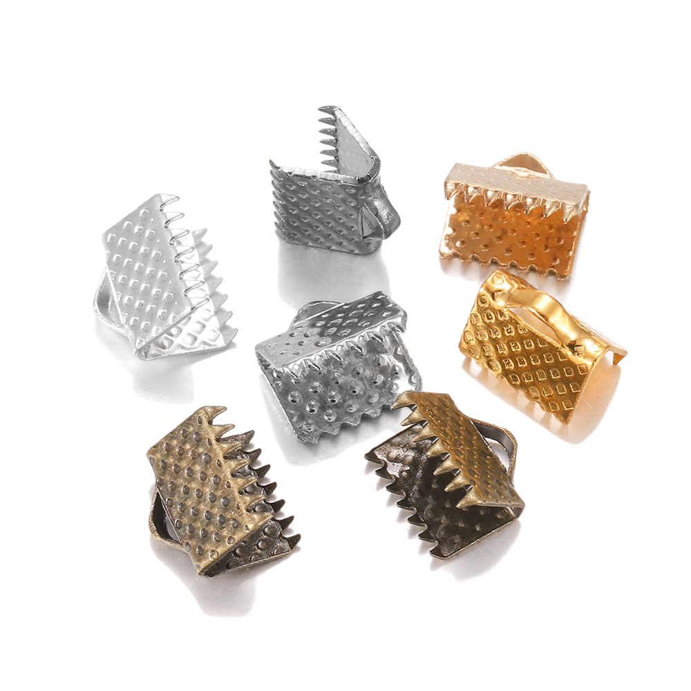 50pcs/lot Crimp Beads Cove Clasps Cord Leather Clip Necklace Bracelet Connectors End Caps For DIY Jewelry Findings Supplies
