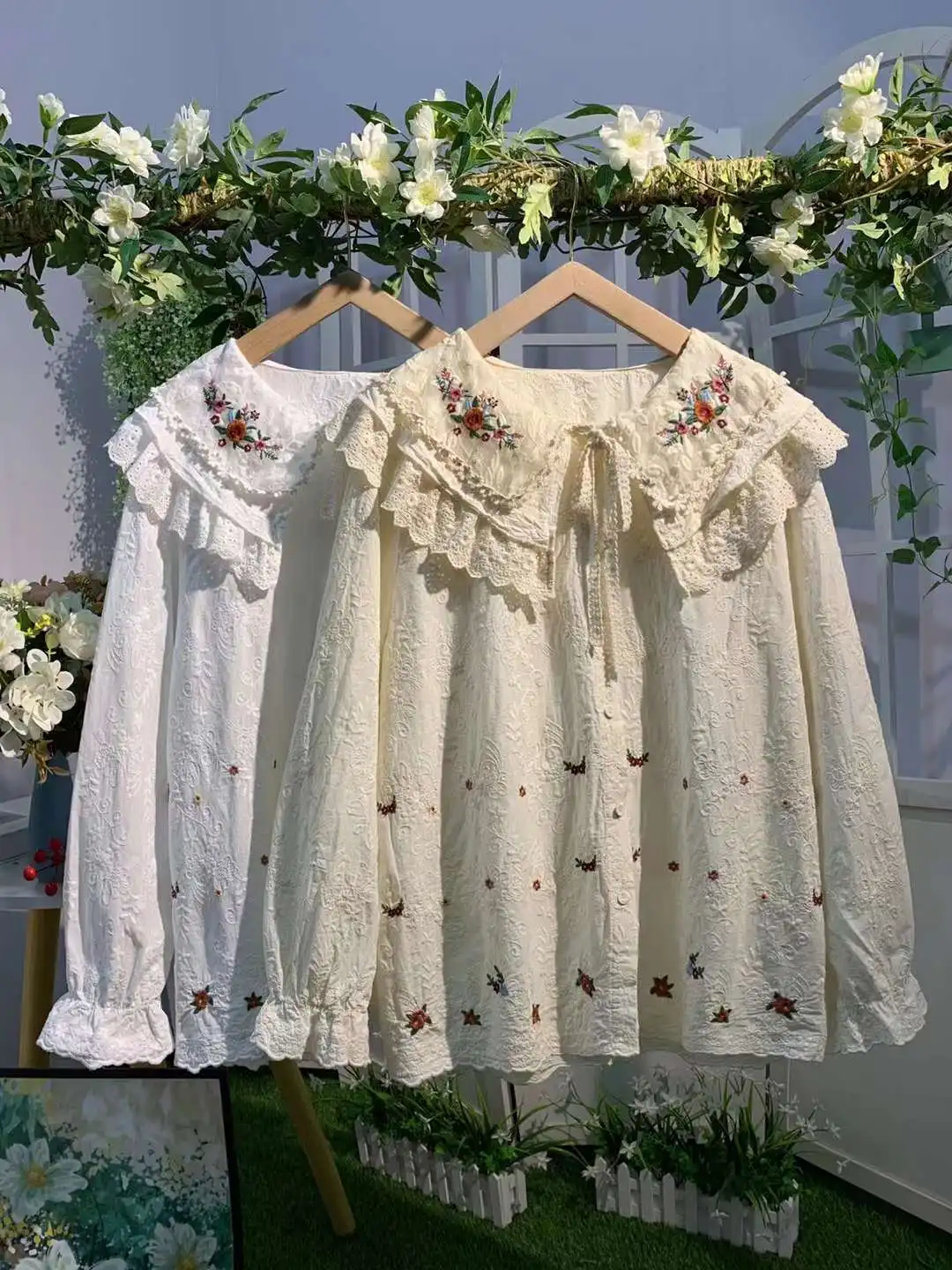 Spring New Sweet Embroidered Blouse Shirt Women Long new Sleeve Single Breasted Tops 2025 Female 822-277