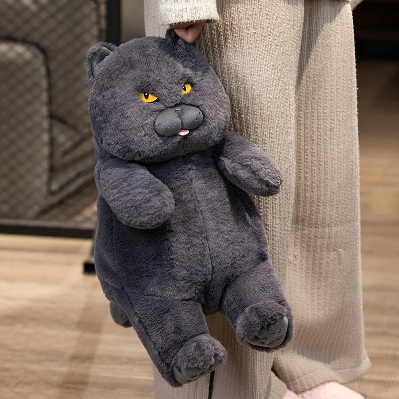 Fat Cat 2025 Plush Stuffed Animals Toy Lifelike Black Cat Toy for Boys and new Girls Children Xmas Birthday Gift