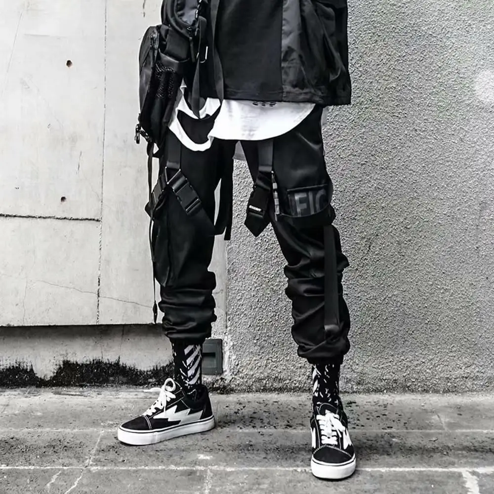 Hit Color Cargo Pants Men's Joggers Trousers Letter new Ribbons Pocket Hip Hop 2025 Streetwear Women Casual Punk Harem Pant Sweatpants