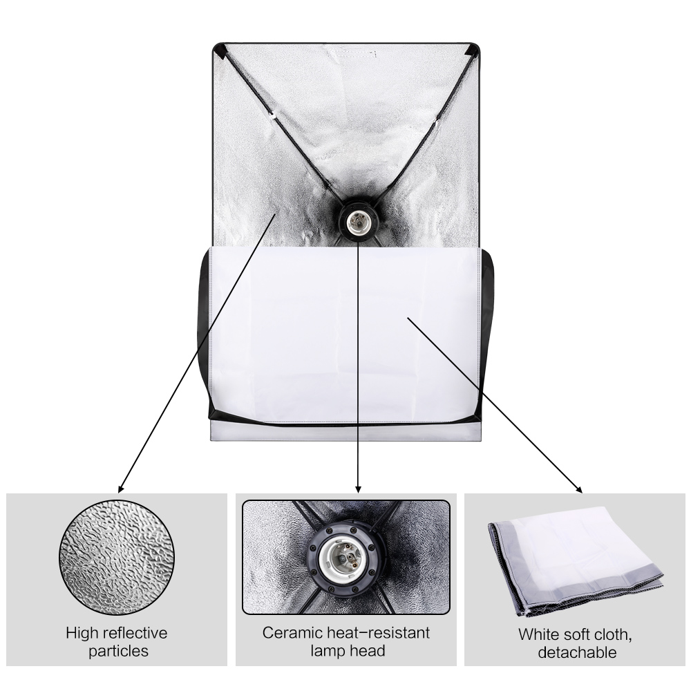 SH Photo Studio LED Softbox Lighting Kit Boom Arm Background Support Stand 3 Color Green Backdrop for Photography Video Shooting
