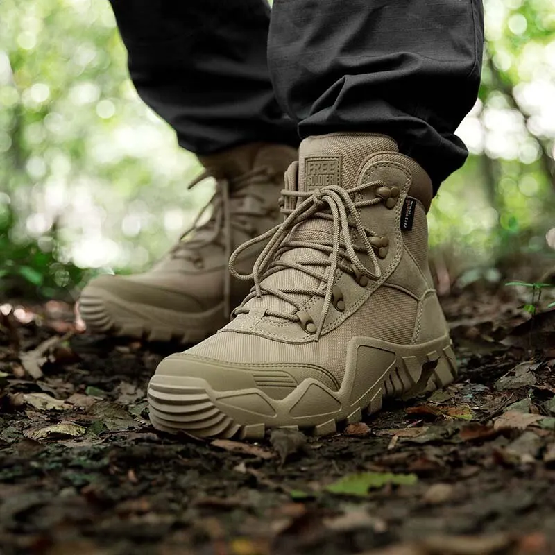 FREE SOLDIER Waterproof Hiking Work Boots Men's Tactical Boots Lightweight Military Boots Breathable Desert Boots