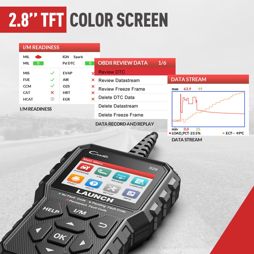 New launch Creader 529 OBD2 Scanner Automotive Diagnostic Tool OBDII Code Reader Fault new Code Read OBD Scan DIY 2025 Code Reader CR529