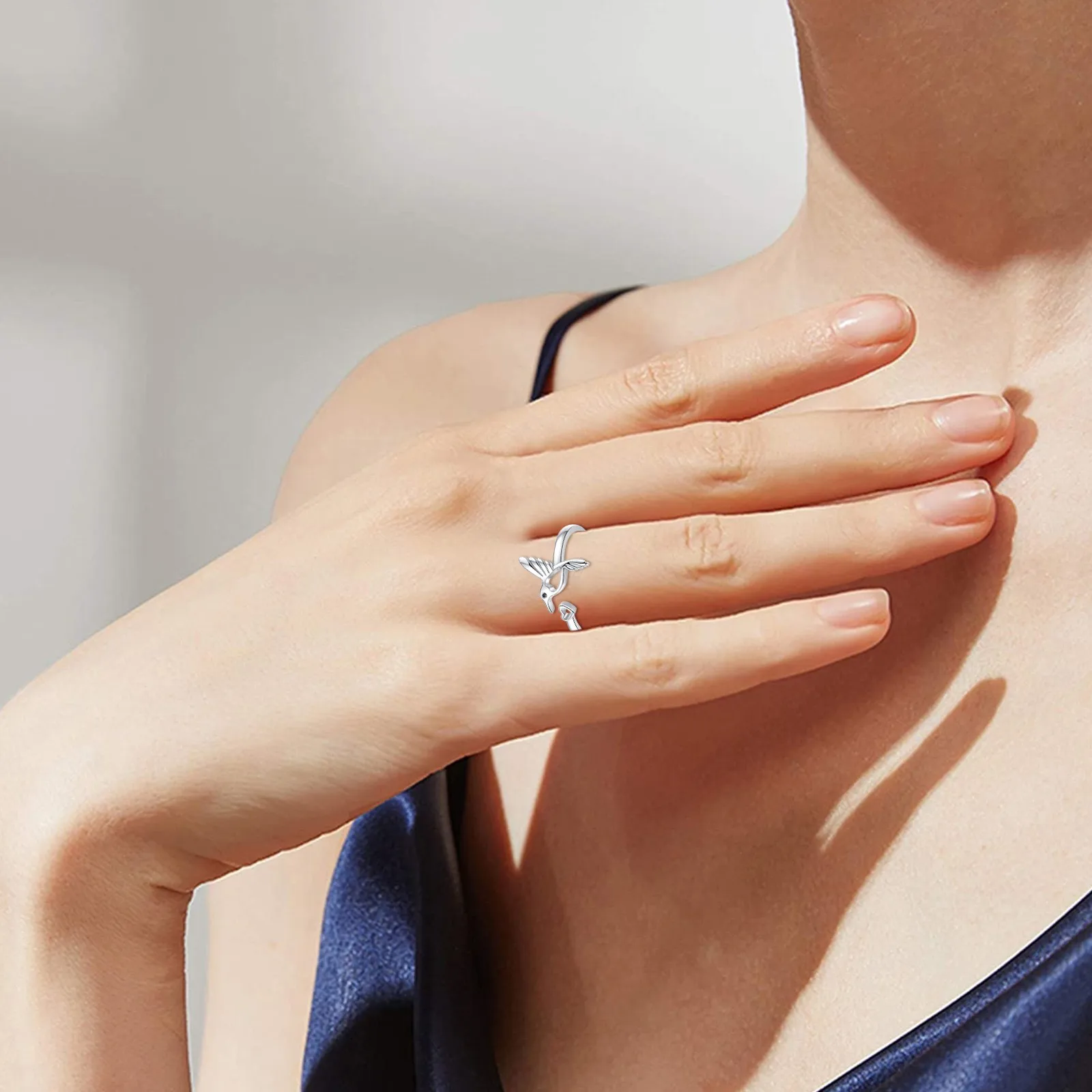 Hummingbird Heart Rings Opening Adjustable Exquisite Women's Versatile new 2025 Heart Love You Ring Jewelry Accessories Female 2023