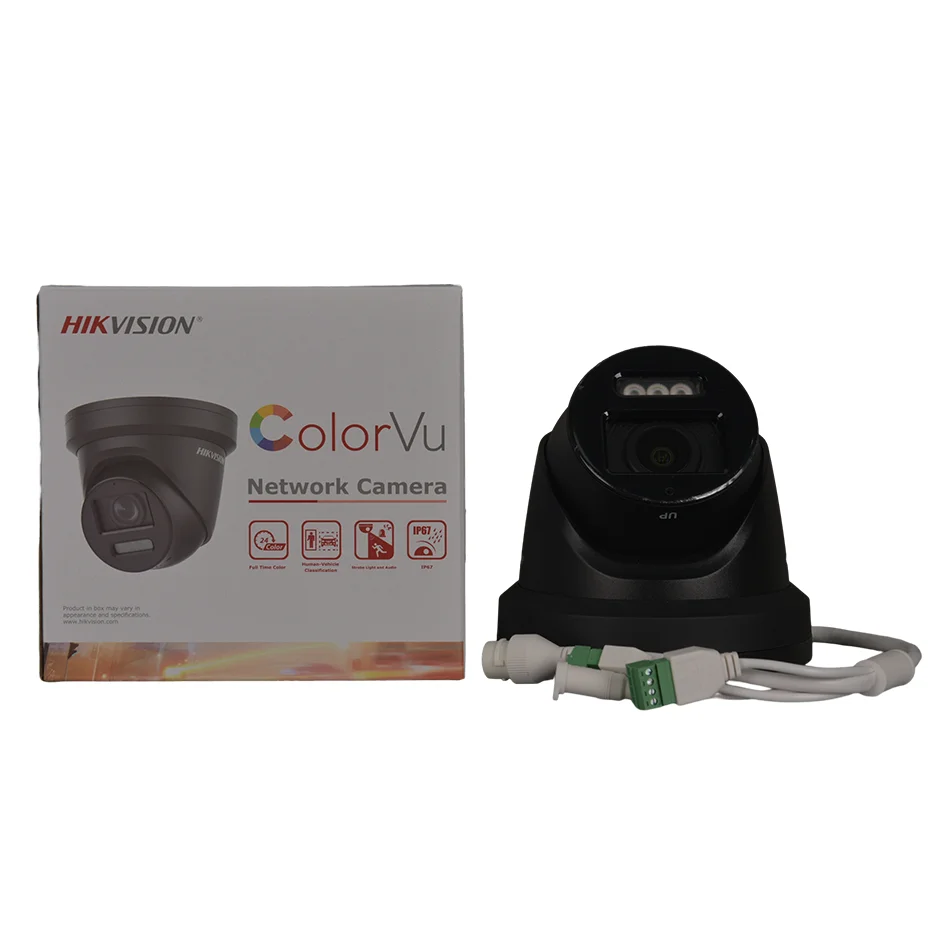 HIK 8MP ColorVu Turret IP Camera DS-2CD2387G2-LSU/SL Acusense Strobe Light and Audible Warning Two-way Audio Surveillance Camera