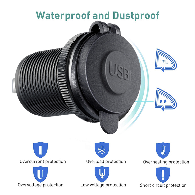 12V USB type c Outlet Charger Socket Charging Port for Car Boat Marine Truck motorcycle Built-in Waterproof 2025 new usb car socket