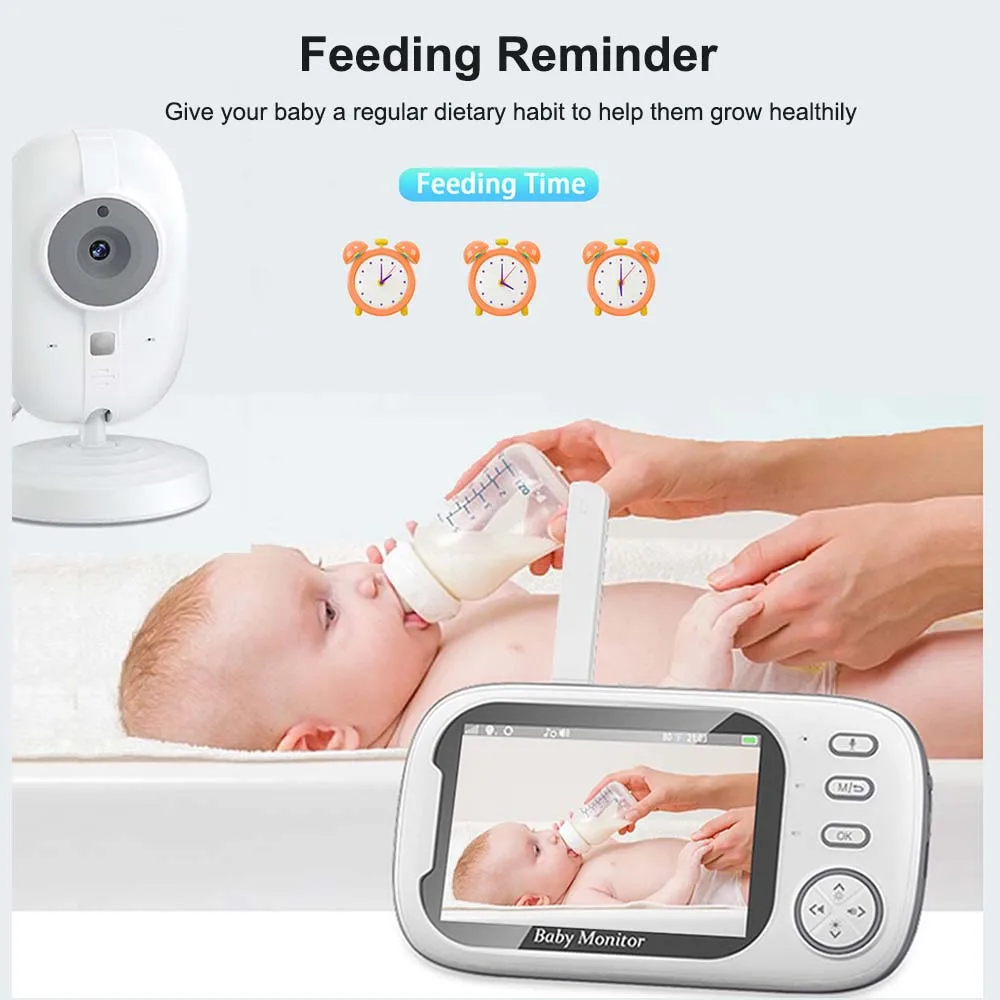 ABM600 Video Baby Monitor 3.5 Inches LCD 2.4G Mother Kid Two-way Audio Babysitter Surveillance Camera Temperature display Screen
