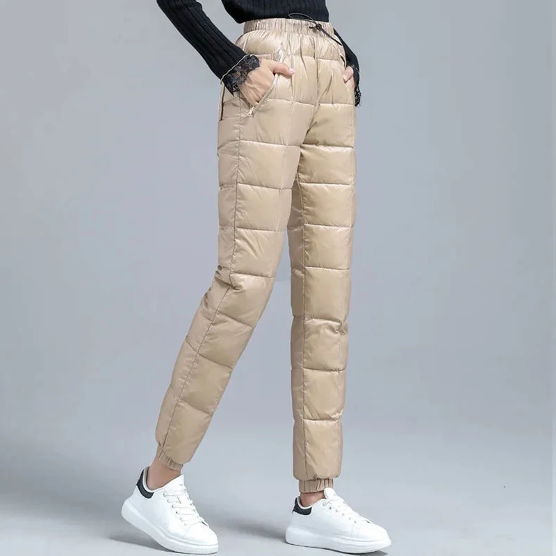 Thicken Baggy Joggers Pantalones Winter Snow Womens Sweatpants Casual Warm Down Harem Pants Elastic Waist Oversized 4xl Trousers