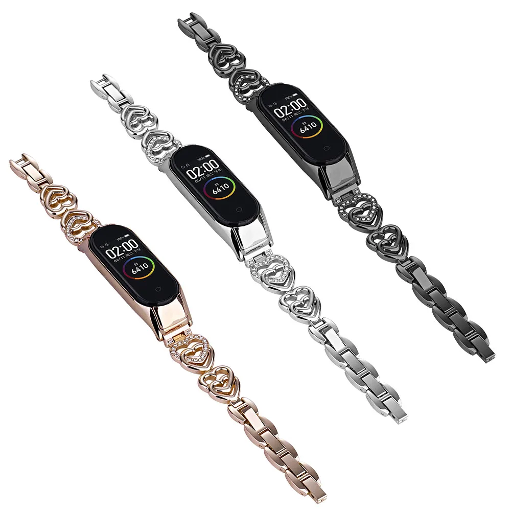 Thin Metal Strap for Xiaomi 2025 Mi Band 5 Wristband Women Bling new Bracelet Slim Watchband for Mi Band 7/6 Smartwatch Easy Adjustable
