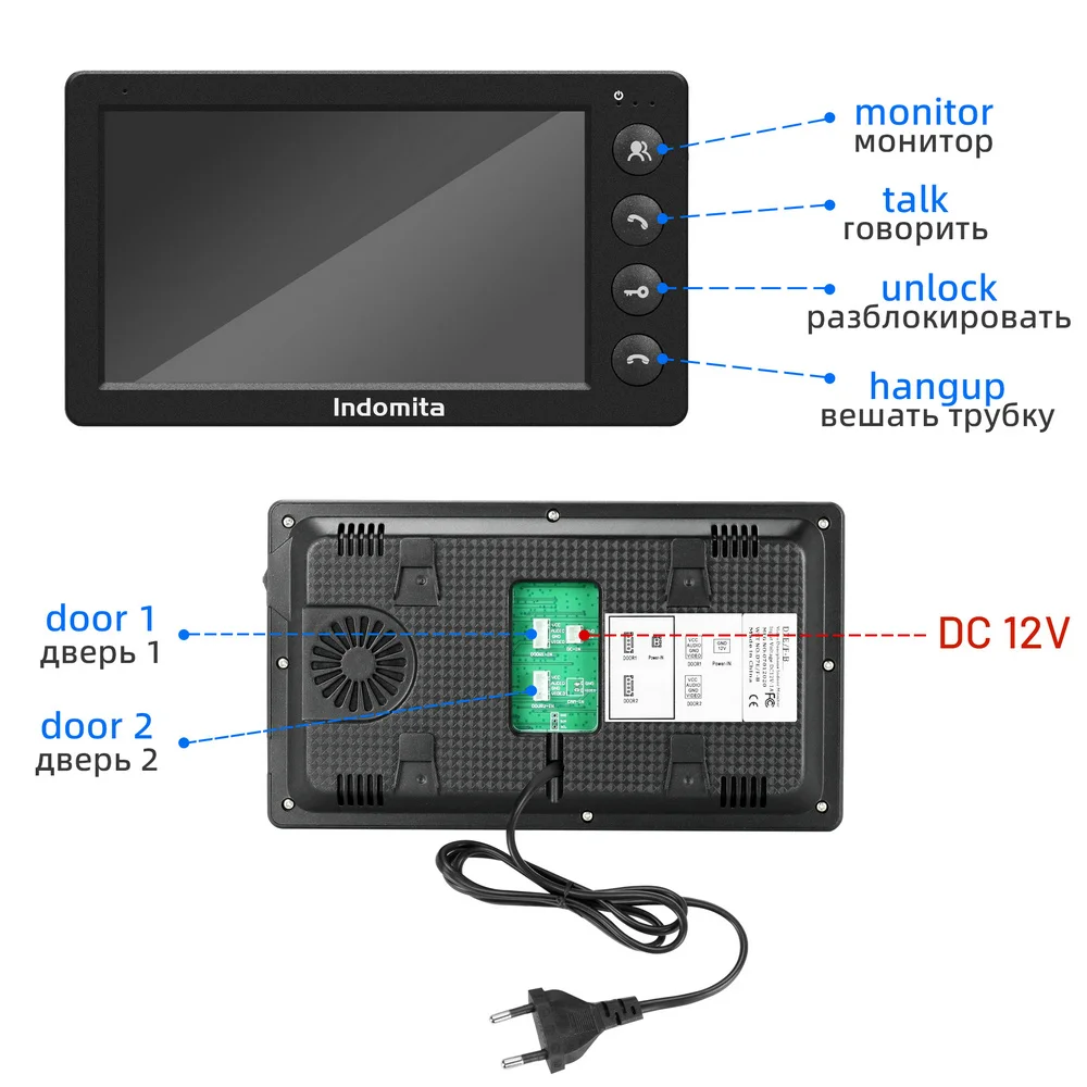 Indomita Wired Video Door Phone Home Intercom for Apartment Street Doorbell Camera RFID Call Panel Unlock Talk Waterproof Analog