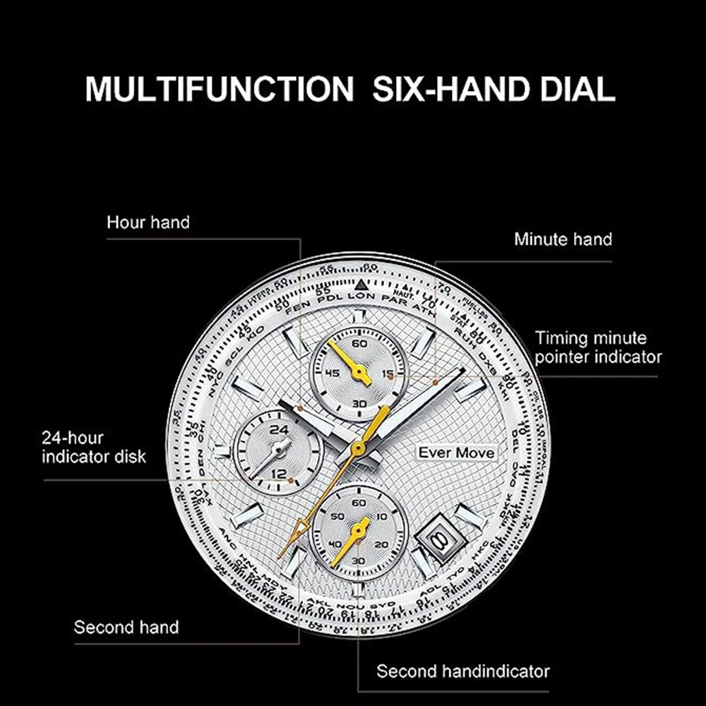 Ever Move Luxury Brand New Watch for Men Leather Dual Display Quartz Wrist Watches Waterproof Military Sports Male Clock Gifts