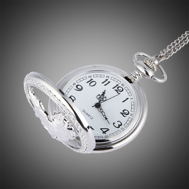 Luxury Animal Horse Pocket Watch Mens Male Silver Elegant Pocketwatch With Chain Masculino Relogio Dad's Gift Clock VintageSaati