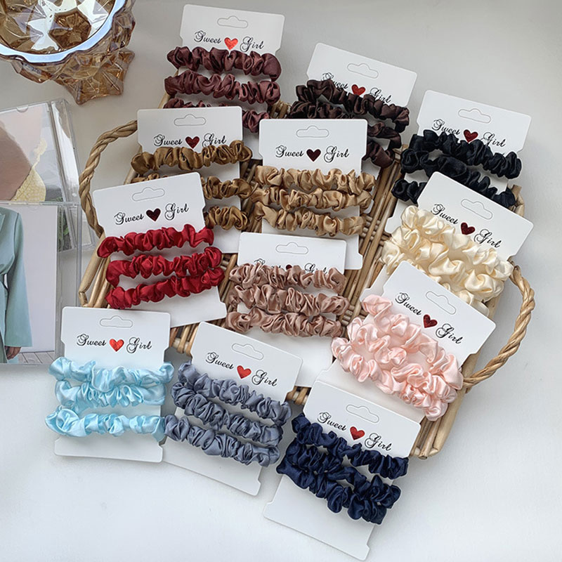 Rubber Bands pcs set Woman Silk Hair Scrunchies Set Solid Band Girls Ponytail Holders Ties Women Accessories