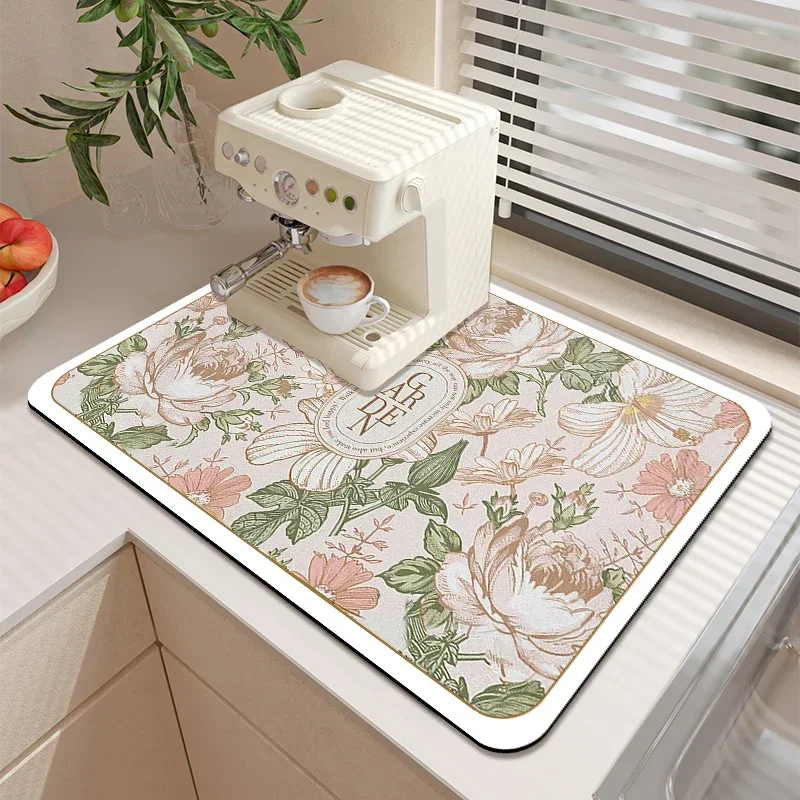 Kitchen Dish Drainer Drying 2025 Mat Drain new Pad Absorbent Dinnerware Tableware Mat Cup Placemat Countertop Drainer Rug Tapis Cuisine