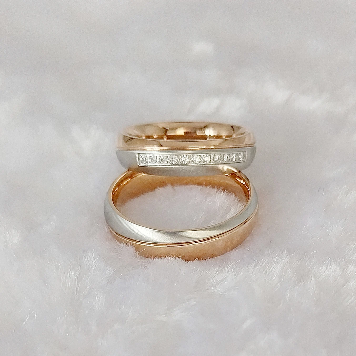 2023 High Quality Pure Handmade Beautiful Wedding new 2025 Rings Set For Men and Women Jewelry Rose Gold Plated Promise Couples Ring
