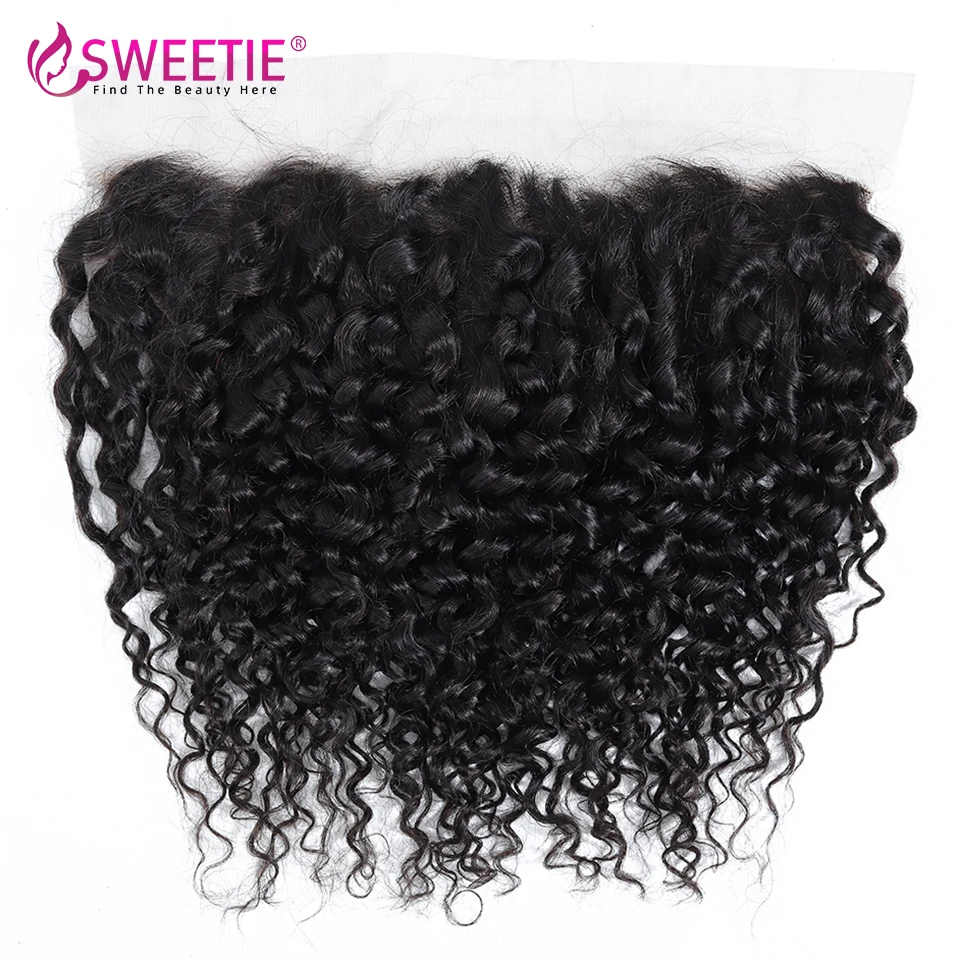 2025 13x4 Water Wave new Lace Frontal 18 20 22inch Frontal Natural Color Remy Hair Extensions Brazilian Transparent Lace Hair Closure