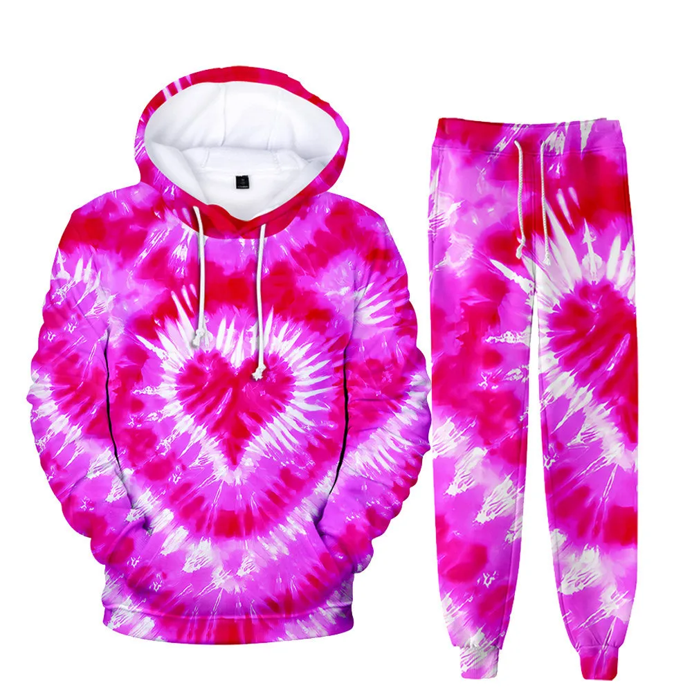 Tie dye Hoodies Sport style Men/Women Hoodie+Sweatpants Sets Psychedelic Spiral new Sweatshirt Hip 2025 hop Clothing