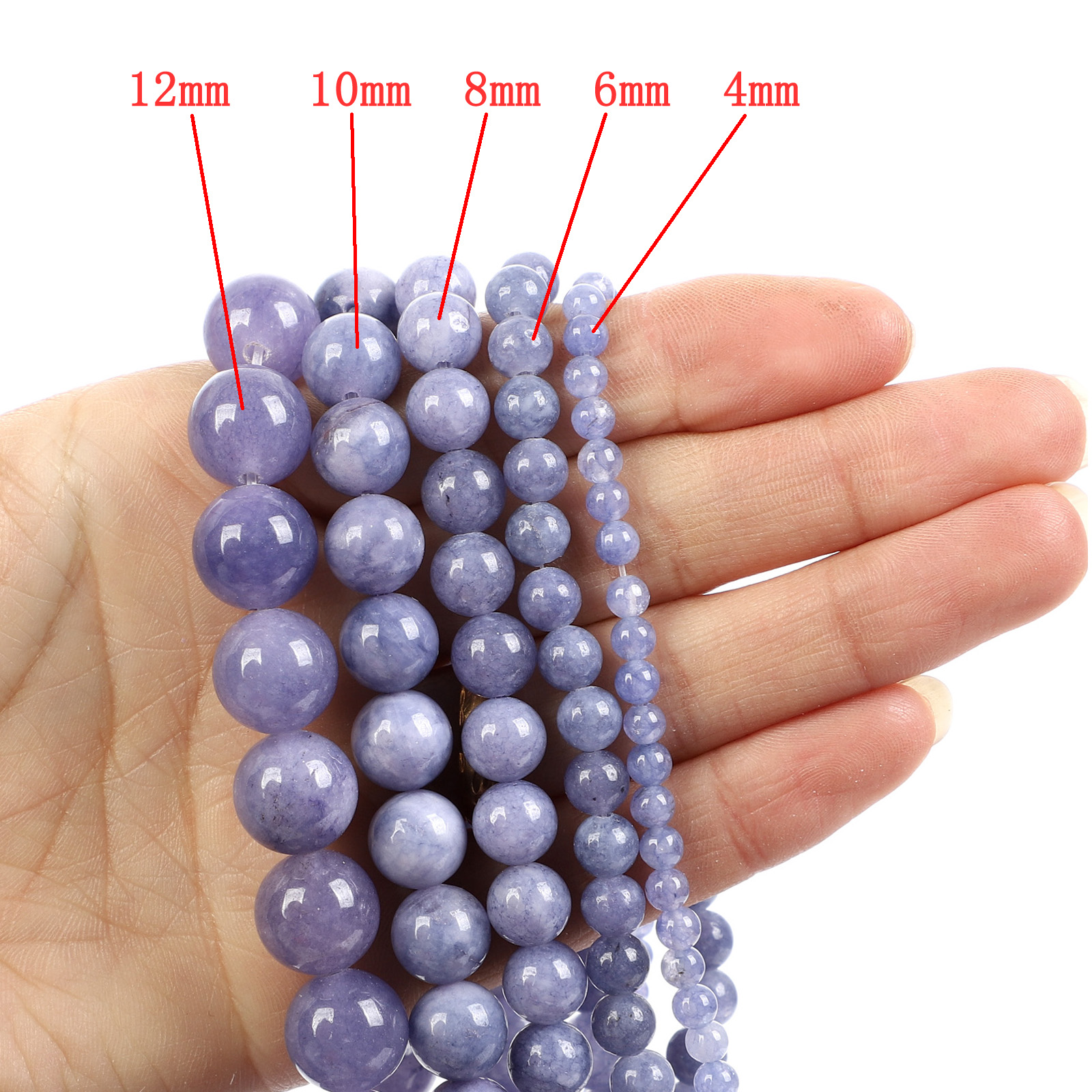 Natural Stone Beads Cyan Chalcedony Charm Round Loose Beads for Jewelry Making Needlework DIY Bracelet Strand 4-12 MM