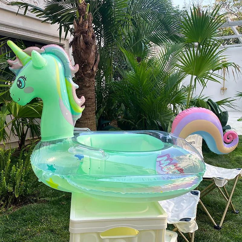 Inflatable Pool Float Baby Rainbow Sequined Unicorn Swim Ring for Kids Swimming Circle Children Toys Floating 240322