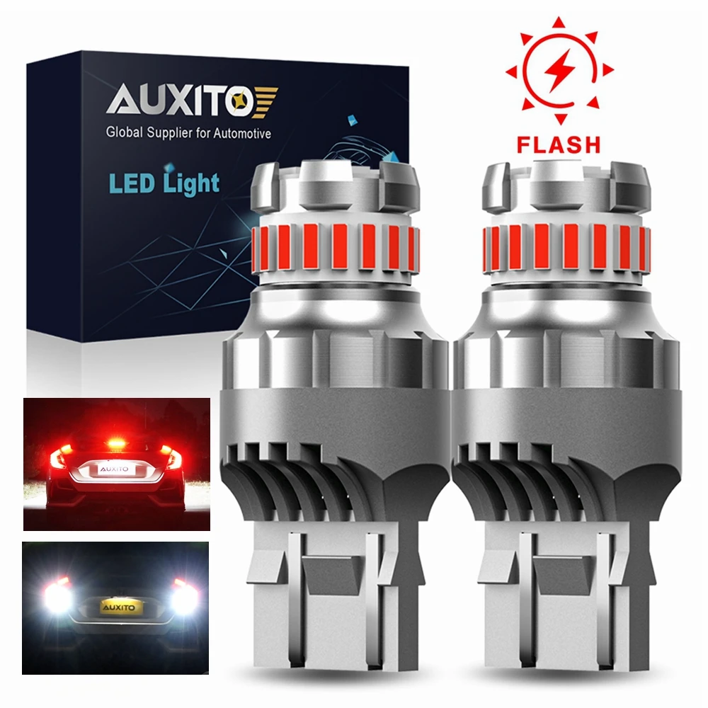 AUXITO 2X 7443 LED Canbus 2025 Brake Light w21/5w T20 W21W 7440 LED Bulb No Error Strobe Flash Super Bright Tail new Reversing Lights DRL