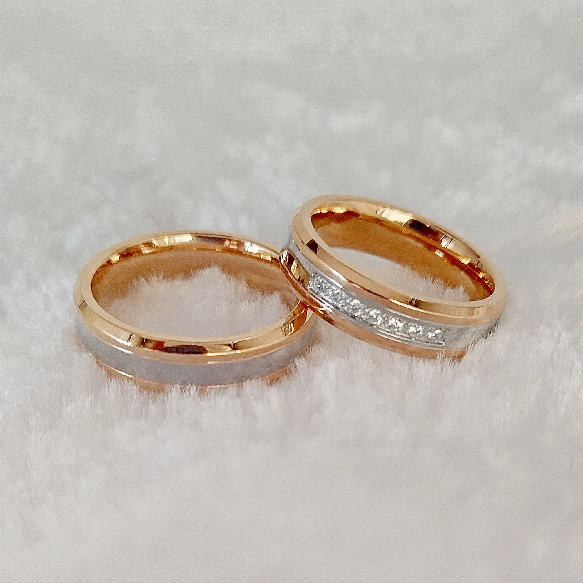 High new Quality Designer Lover's Couples Wedding Rings set For Men and Women 2025 Jewelry Rose Gold Plated Promise Engagement Ring
