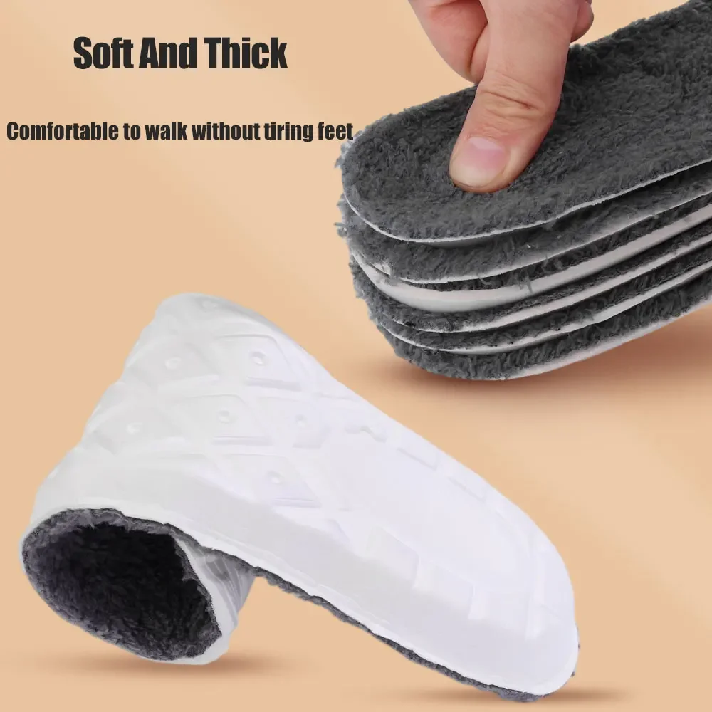 Winter Warm Self Heated Insole Unisex Thermal Thicken Plush Sports Shoe Sole Orthopedic Inserts Memory Foam Shock-absorbing Pads