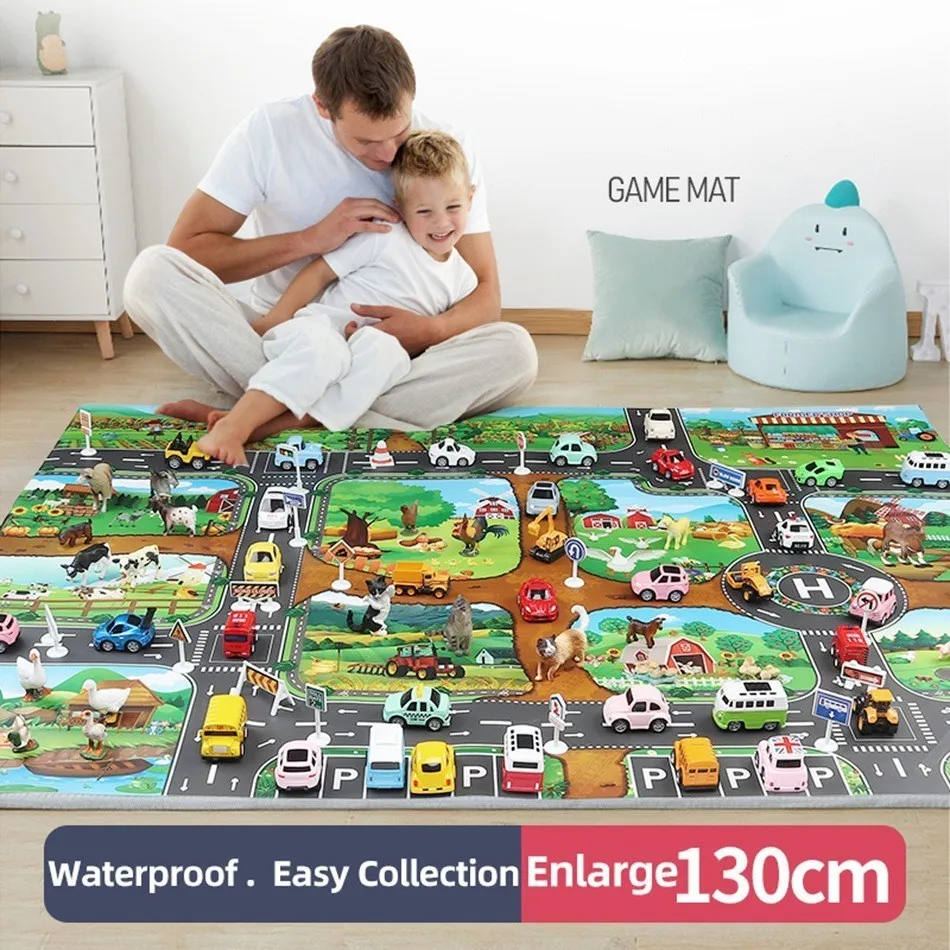 Traffic Road Map Baby Play Mat Toys City Carpet City Car Parking Lot Table Cloth Traffic Signs Baby Climbing Playing Mat Game