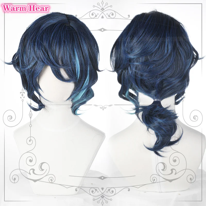 2025 Tsumugi Aoba Wig ES Tsumugi Aoba Cosplay Wigs new Blue Highlight Heat Resistant Hair Halloween Party Wigs + Wig Cap