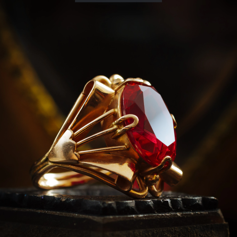 Vintage Jewelry Handmade Red Stone Ring Wedding Gifts Rings for Women Fidget Gold Color Ring Valentines Day Gift Anillos Mujer