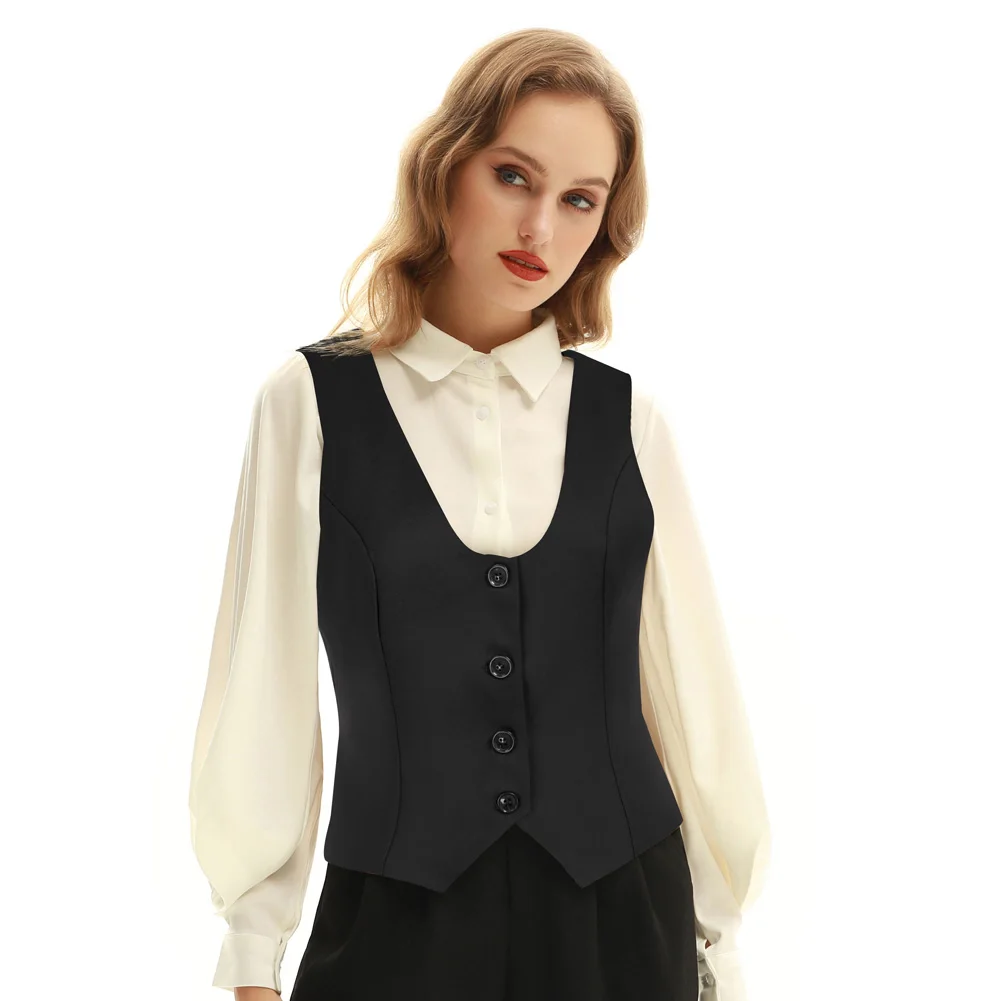new Belle Poque Women Solid Color Single Breasted Waistcoat 2025 Vintage Handkerchief Hem Vest Coat Formal Dressy Suit Vest A30