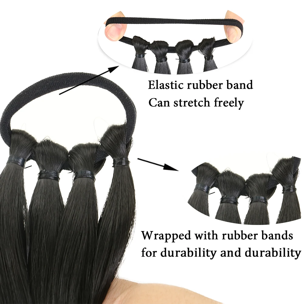 HAIRSTAR 34inch 2025 Long Straight Wrap Around Hair Extensions Ponytail Synthetic new Hair Piece DIY Braided Ponytail
