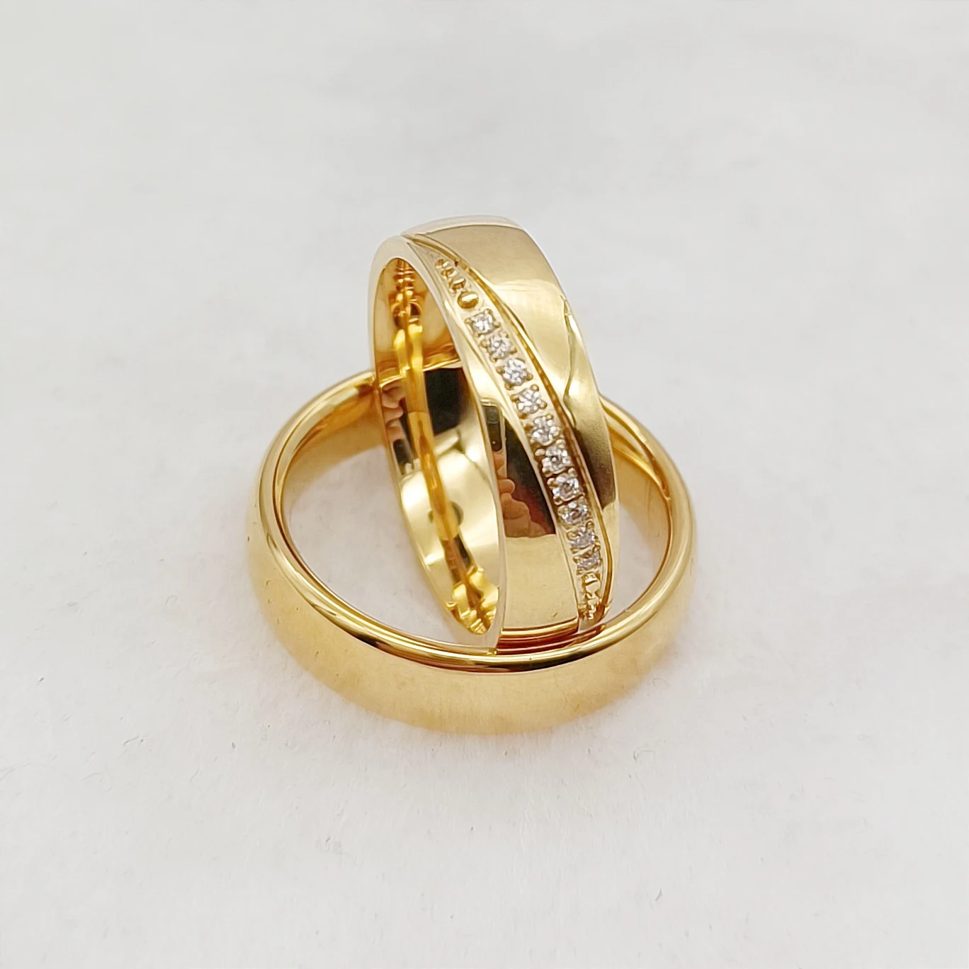Wholesale Wedding Rings Sets for Couples Dubai African Designer 24k Gold Plated Jewelry Promise Lover's Ring Ladies Women
