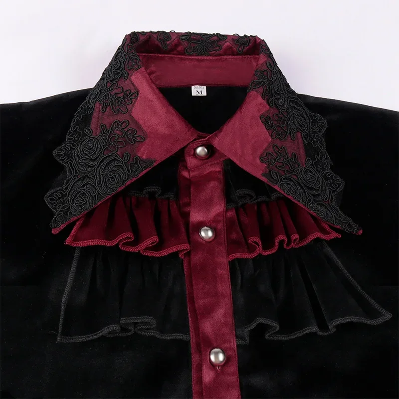 Mens Black Ruffled Pirate 2025 Shirts Vampire new Renaissance Victorian Steampunk Gothic Medieval Long Sleeve Shirt Men Halloween Costume