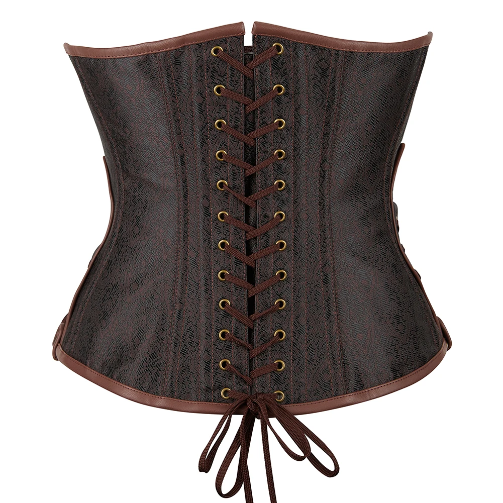 Steampunk Corset Underbust Gothic Corsets for Women Sexy Korset Brown Pirate Cosplay Bustiers Renaissance Vintage Corselet Belt
