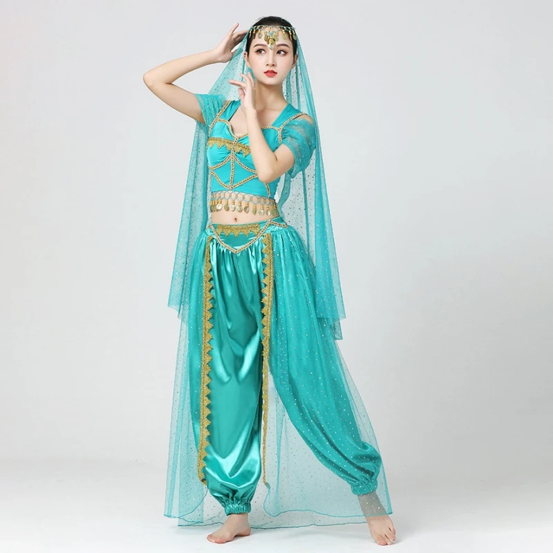 4PCS Belly Dance Costumes Set For Women Noble Jasmine Cosplay Stage Performance Dancewear Festival Arabian Costumes