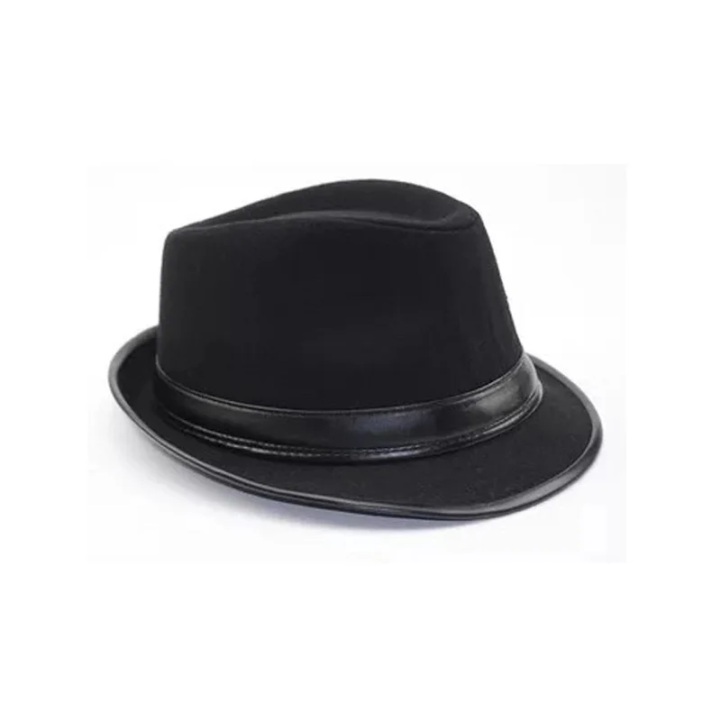 Classic Men Fedoras Jazz Felt Brim Hat Vintage Autumn Winter Thick Warm Top Hat Male Gentleman Black Grey Sun Visor Bowler Hats