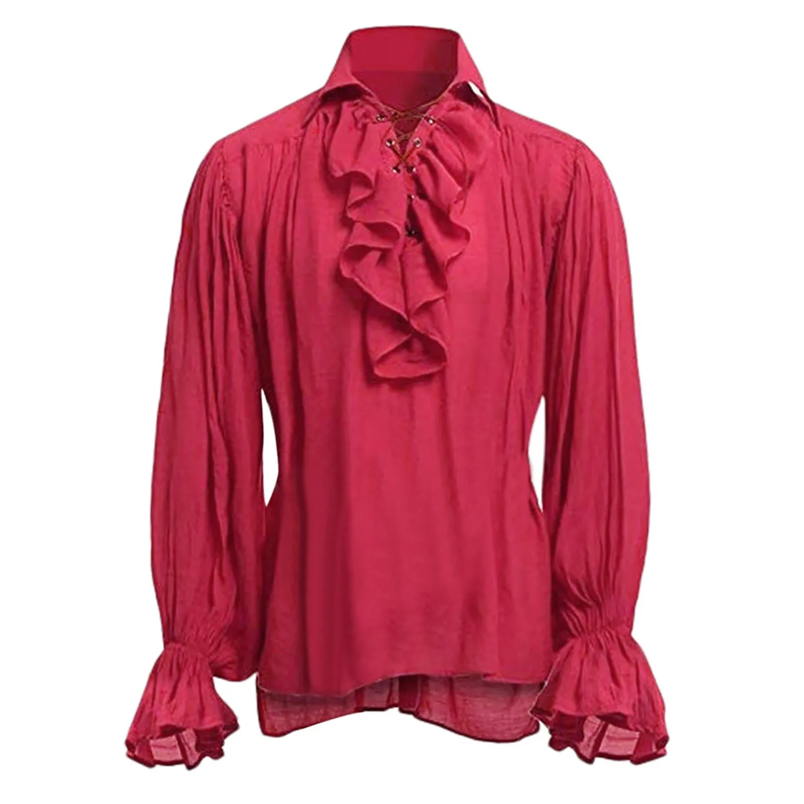 Mens new Shirt 2025 Vampire Renaissance Victorian Steampunk Gothic Ruffled Medieval Halloween Costume Clothing Chemise Homme