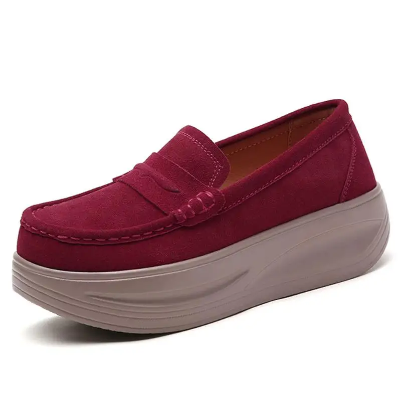 2023 New Spring Autumn Shoes Woman Platform Genuine Leather Women Flats Thick Sole Women's Loafers Moccasins Female Shoes