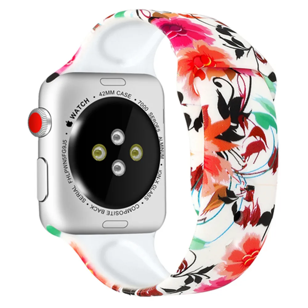 Printed band For Apple Watch ultra 49mm series 8 7 41mm 45mm44mm 40mm 42mm 38mm silicone sport bracelet iwatch 6 5 4 3 Se strap