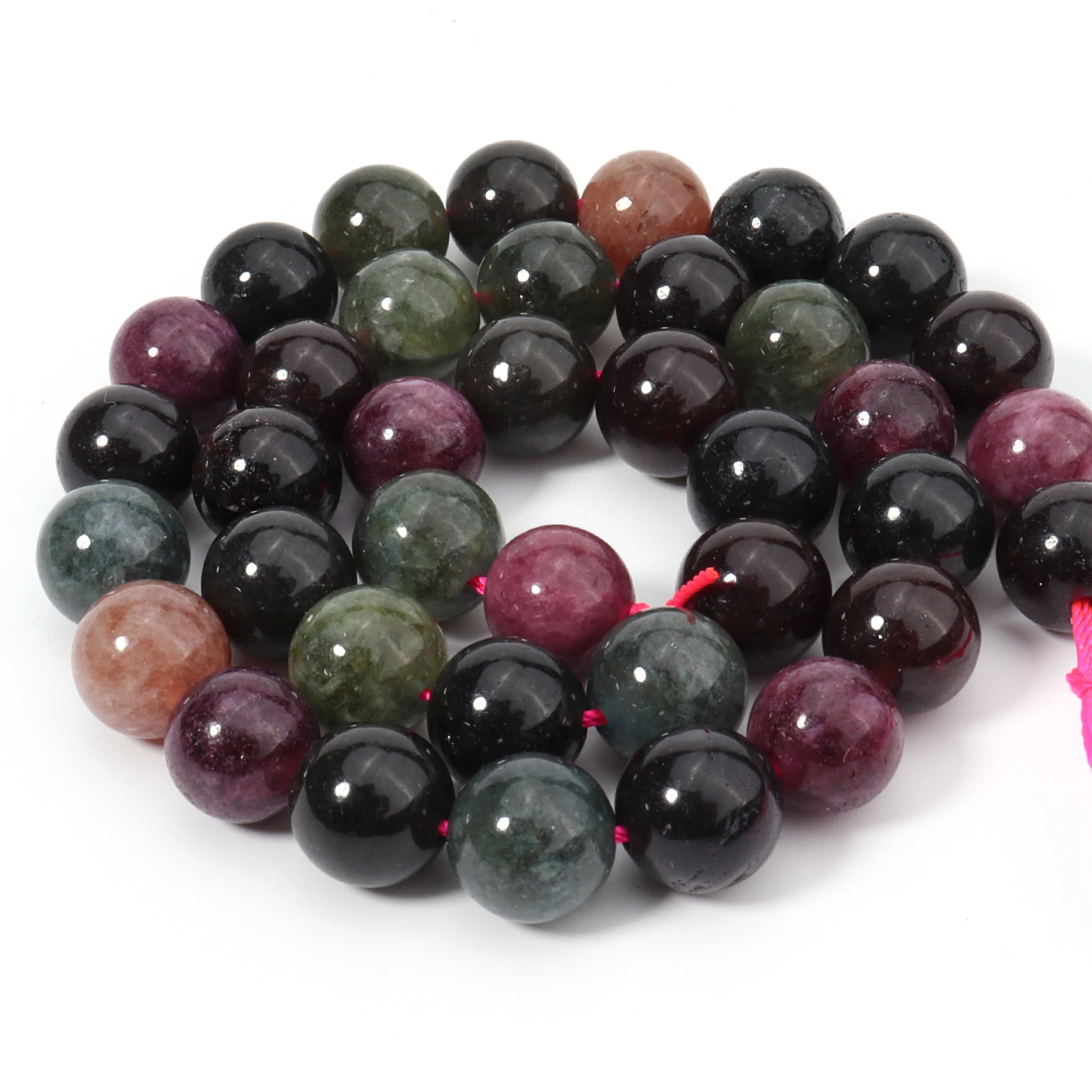 Natural Stone Dark Colorful Tourmaline Round Loose Spacer Beads For Jewelry Making DIY Handmade Bracelet Accessories 6/8/10mm