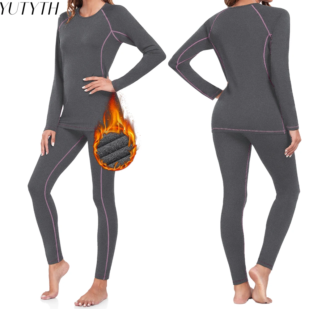 Winter Women's Thermal Underwear Set Long Johns Tops Warm Pants Suit Ladies Sports Base Layer Set Top Bottom Women Clothing