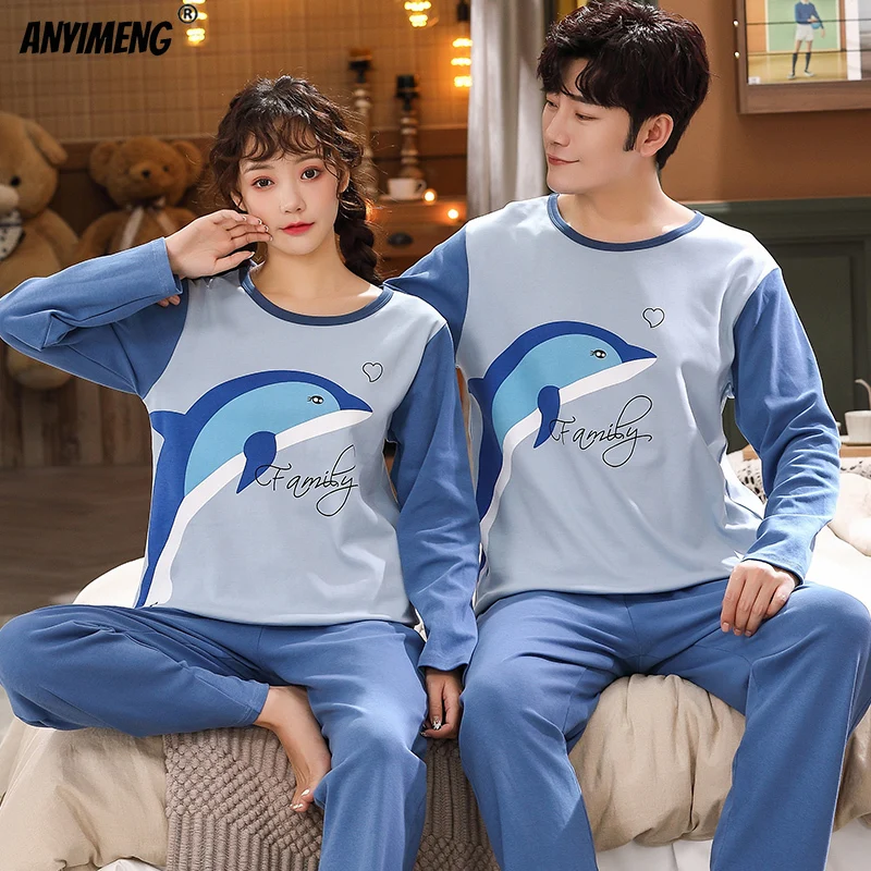 New Pama Trendy Pyjamas Cute Seal Printing for Lovers new Autumn Winter Big Size Young Couple's Loungewear 2025 His and Hers Clothes