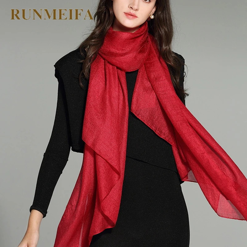 2023 New Pure Color 2025 Linen Women Scarf spring and autumn winter pashmina shawl foulard femme Plus Size Hijab new Stole Scarves
