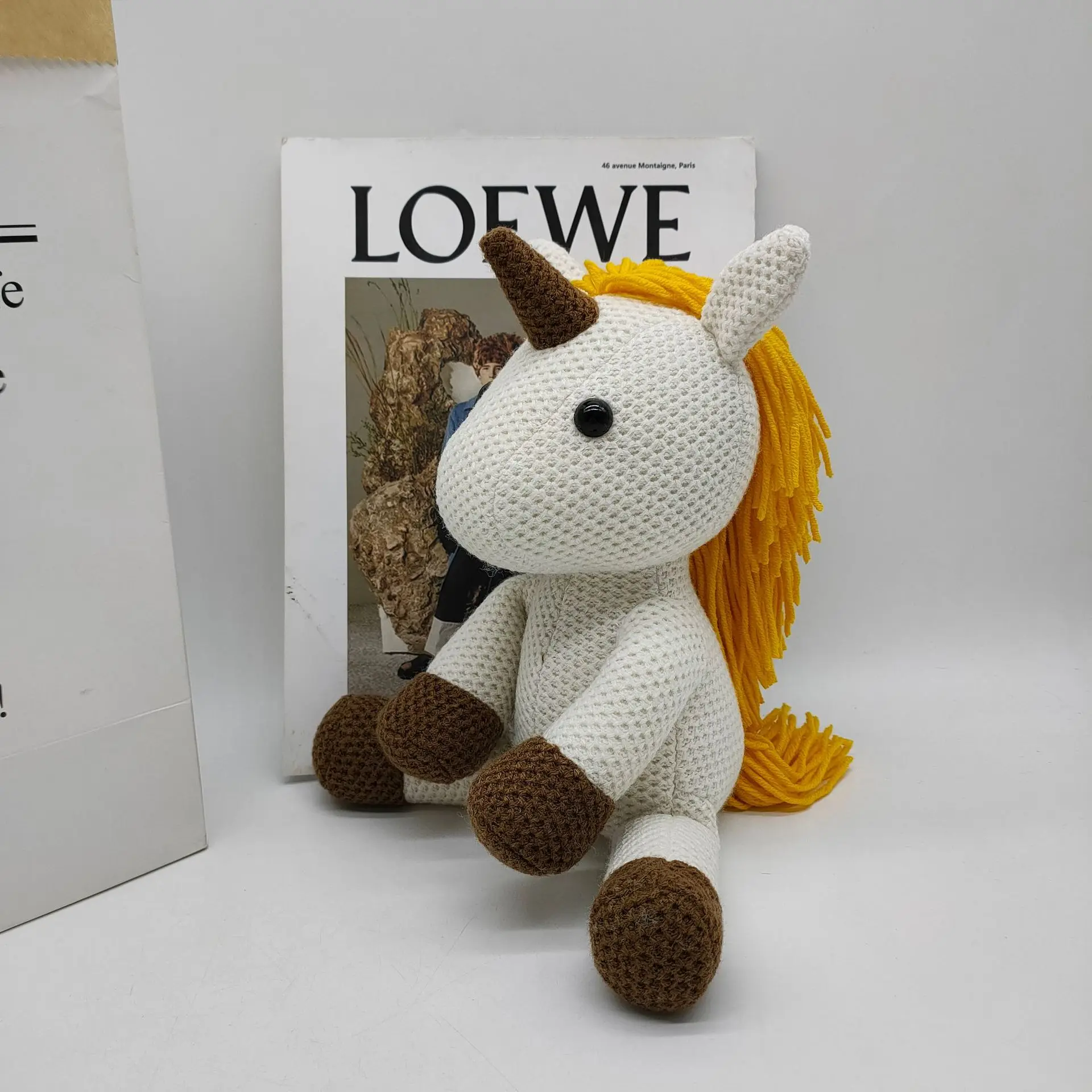 Korea Ins Hot Unicorn Plush Toy Bell Cute Handmake Unicorn Baby Soothing Doll Knitted High Quality Birthday Gift Kids Newborn