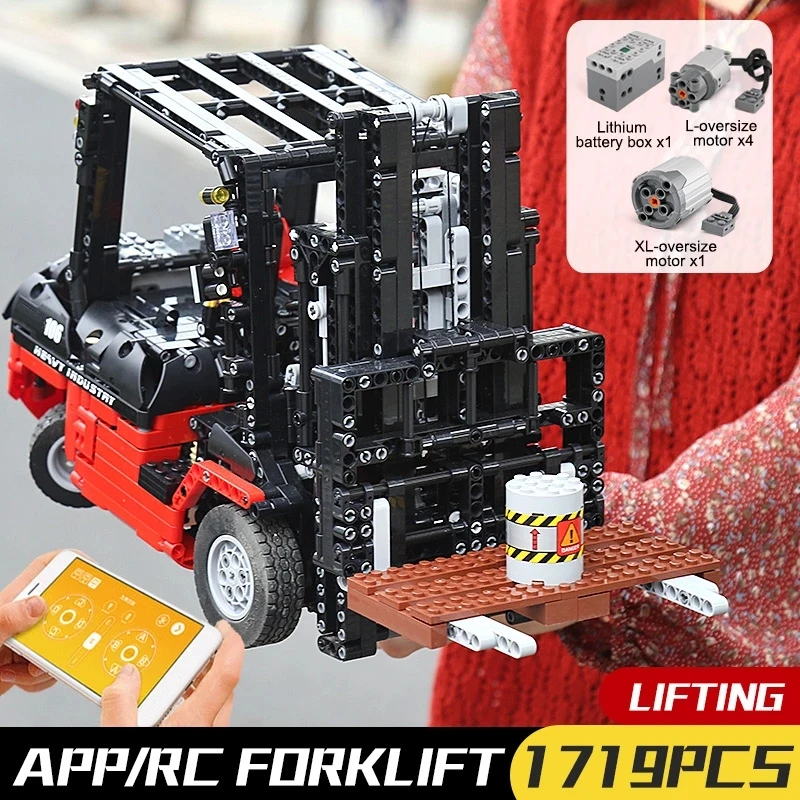 Mould King Motor Power Forklift Mk II Buildling Blocks Compatible MOC-3681 Gabelstapler High-Tech Bricks Toys For Children Gifts