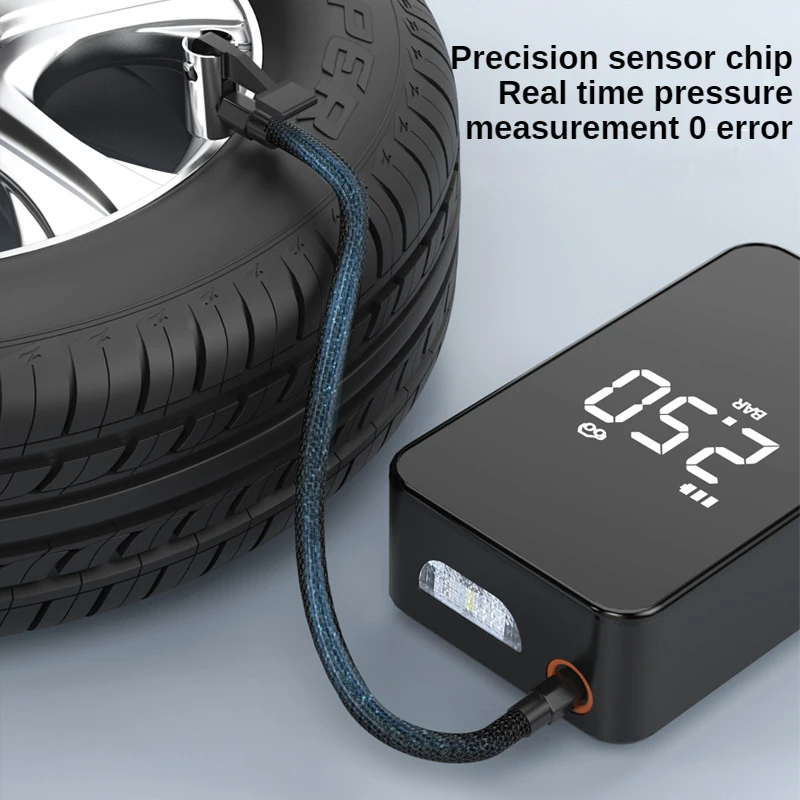 6000mAh Rechargeable Air Pump with Big Screen Electric Wireless/Wired Portable Tire Inflator Pump Compressor for Cars Bicycle