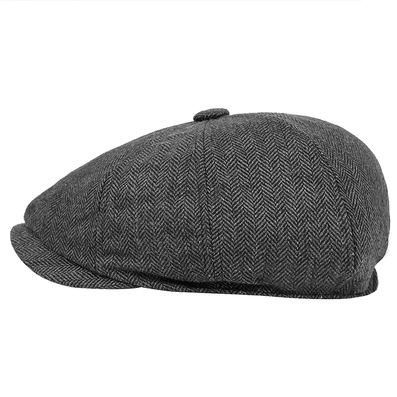 Men beret vintage Herringbone Gatsby Tweed hat Newsboy new Beret Hat spring Flat 2025 Peaked Beret Hats