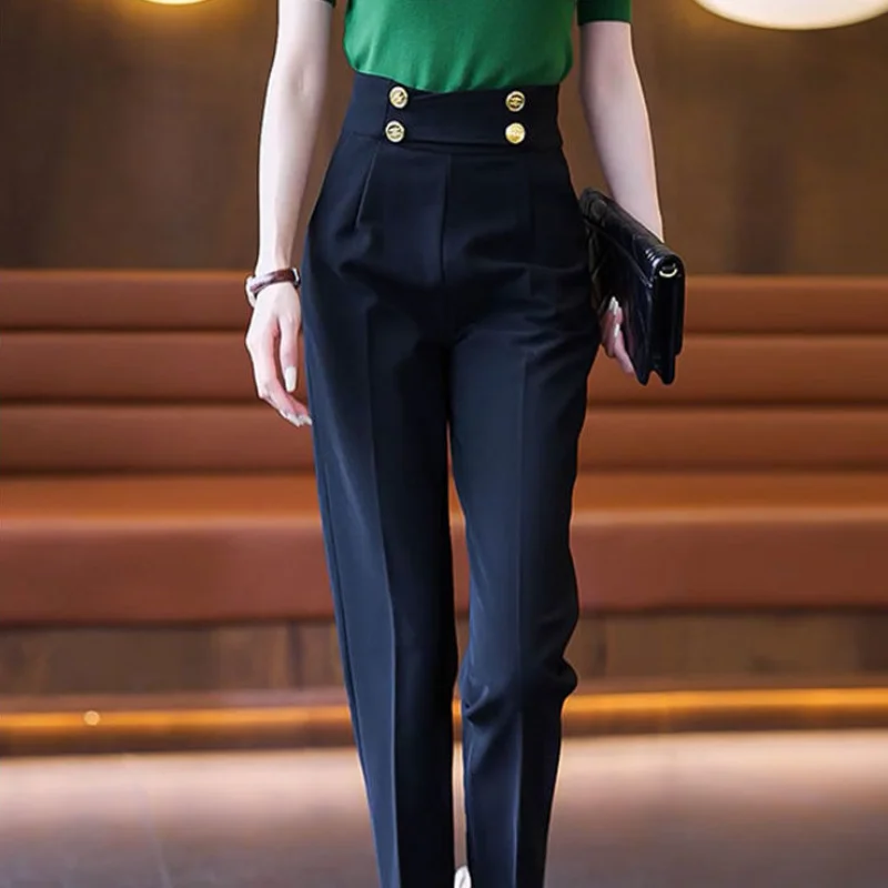 Clothing and Capris Skinny Tailoring Trousers for Woman Leggings Office Women's Harem Pants Slim Work High Waist Outfits Cotton
