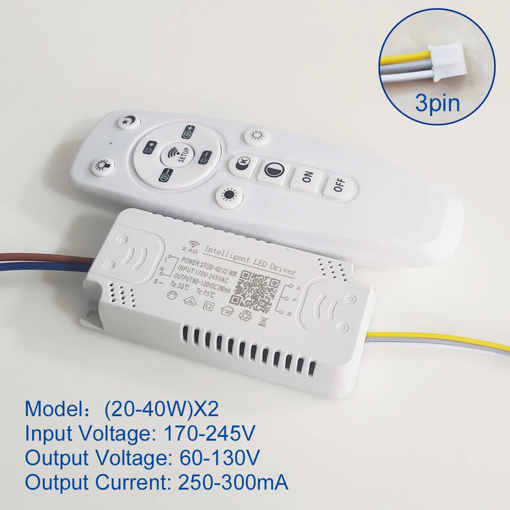 2.4G Intelligent LED driver remote control power new supply dimming&color-changeable 2025 transformer connect to LED tape(12-24-40-60W)X2